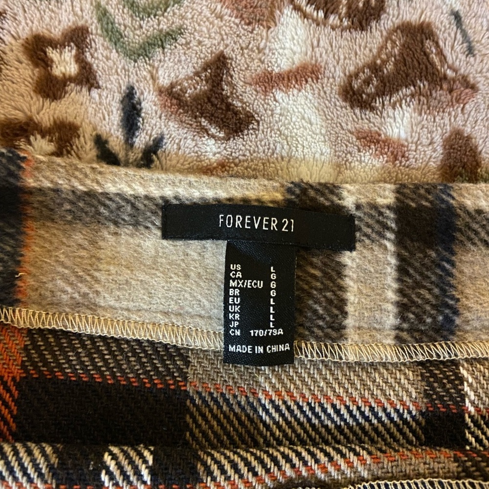Forever 21 A-Line Plaid Skirt - Navy, Orange, and Tan - Picture 4 of 4